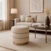 Mebel Elite Мягкий пуф Aura кремового цвета из велюра, ME.AURA/KR/V/PUF - Home Club, изображение 2