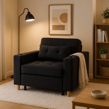 Mebel Elite Раскладной кресло Solor, черный, ME.SOLOR/CZ/T/FW - Home Club