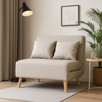 Mebel Elite Двухместное раскладное кресло Marry 2, бежевого цвета, ME.MARRY2/BZ/DNAT/T/FW - Home Club