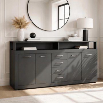 Mebel Elite Комод Blago 190 см, антрацит, W.LUNA/ANT/KOM4D4S - Home Club