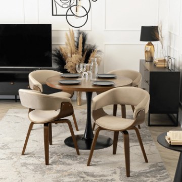 Mebel Elite Стул Gary из велюра, бежевый/орех, ME.GARY/BZ/O/V/DG/K - Home Club