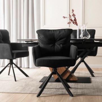 Mebel Elite Вращающееся кресло City, чёрное, из вельвета, ME.CITY/CZ/SZTR/K - Home Club