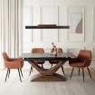 Mebel Elite Комплект: стол Alicante 160–200 см (черный/орех) и 4 стула Edrick (красный), ALICANTE/CZ/O/S160-200/EDRICK/RD/CZ/T/Z4/K - Home Club