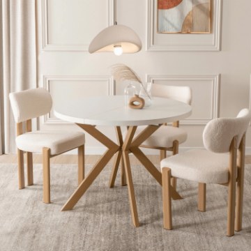 Mebel Elite Стол Lukas, раскладной, 100–250 см, белый/под дерево, ME.LUKAS/B/DREW/S - Home Club