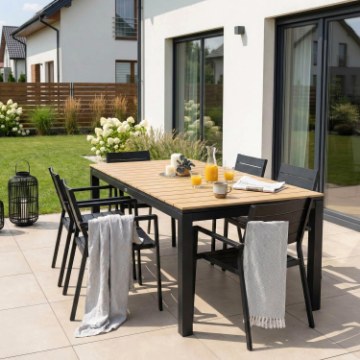 Mebel Elite Садовый стол Argos 160–210 см, дуб/чёрный, ME.ARGOS/160-210/D/CZ/OGR/S - Home Club