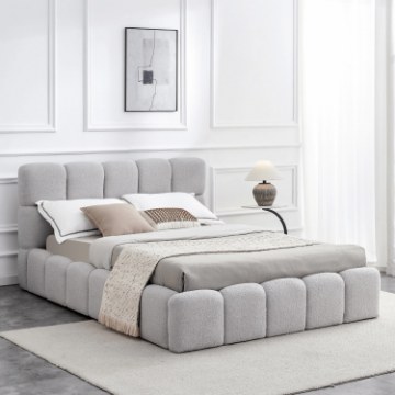Mebel Elite Кровать 140x200 Murcja с ящиком для хранения, серая, букле, ME.MURCJA/140/P/TB/LOZZPOJ - Home Club