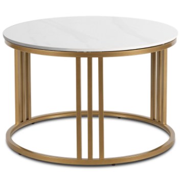 Mebel Elite Керамічний столик Korin, білий глянцевий/золотий, ME.KORIN/B/PL/ZL/L - Home Club