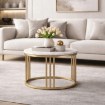 Mebel Elite Керамический столик Korin, белый глянцевый/золотой, ME.KORIN/B/PL/ZL/L - Home Club, изображение 2