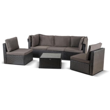 Mebel Elite Комплект садовой мебели Caliente, чёрный/коричневый, ME.CALIENTE/CZ/RT/OGR/ZES - Home Club
