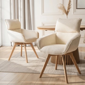 Mebel Elite Вращающееся кресло Dias кремового цвета из букле, ME.DIAS/KR/TB/K - Home Club