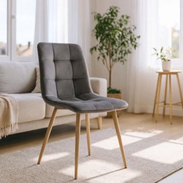 Mebel Elite Стул Fredy, серый, велюровый, ME.FREDY/P/D/V/K - Home Club