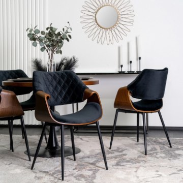 Mebel Elite Стілець Dakota Чорний/Горіх, велюровий, ME.DAKOTA/CZ/O/V/K - Home Club