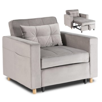 Mebel Elite Раскладной кресло Solor, серый велюр, ME.SOLOR2/P/V/FW - Home Club
