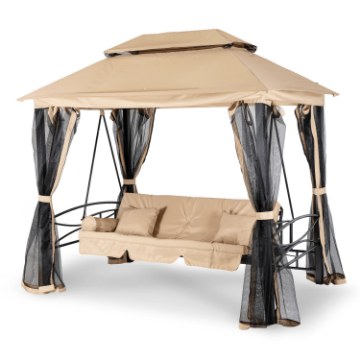 Mebel Elite Садова гойдалка Carmen, бежево-чорна, ME.CARMEN/BZ/T/OGR/HUS - Home Club
