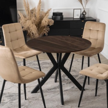 Mebel Elite Стол Lauren 80 см, орех/чёрный, ME.LAUREN/O/CZ/S80 - Home Club