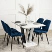 Mebel Elite Комплект: стіл Clark 120–160 см, чорно-білий глянцевий, та 4 стільці Lucky, темно-сині, DUBAJ/B/PL/CZ/S/LUCKY/GR/V/Z4/K - Home Club, зображення 3