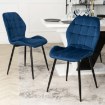Mebel Elite Комплект: стіл Clark 120–160 см, чорно-білий глянцевий, та 4 стільці Lucky, темно-сині, DUBAJ/B/PL/CZ/S/LUCKY/GR/V/Z4/K - Home Club, зображення 4