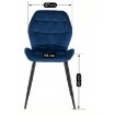 Mebel Elite Комплект: стіл Clark 120–160 см, чорно-білий глянцевий, та 4 стільці Lucky, темно-сині, DUBAJ/B/PL/CZ/S/LUCKY/GR/V/Z4/K - Home Club, зображення 15