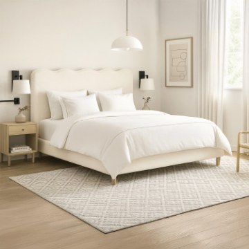 Mebel Elite Кровать 160x200 Izmir, кремового цвета, из ткани букле, ME.IZMIR/160/KR/TB/LOZ - Home Club