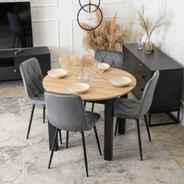 Mebel Elite Стіл Harry, розкладний, 102–142 см, дуб Artisan/чорний, W.HARRY/DA/CZ/S - Home Club