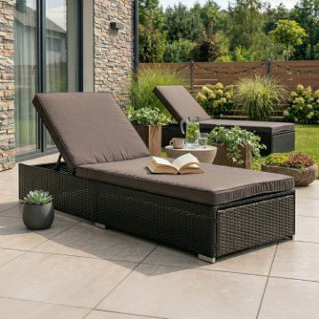 Mebel Elite Садовое кресло Largo, чёрный/коричневый, из технороттанга, ME.LARGO/CZ/RT/OGR/LEZ - Home Club