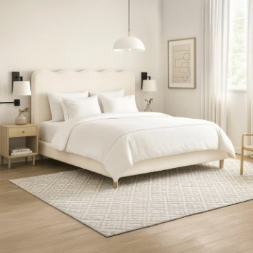 Mebel Elite Кровать 180x200 Izmir, кремового цвета, из ткани букле, ME.IZMIR/180/KR/TB/LOZ - Home Club