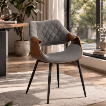 Mebel Elite Стул Dakota, серый/орех, велюр, ME.DAKOTA/P/O/V/K - Home Club