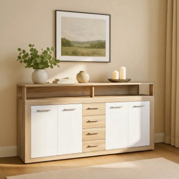 Mebel Elite Комод Blago 190 см, дуб «Сонома»/белый, W.LUNA/DS/B/KOM4D4S - Home Club