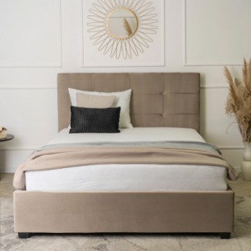 Mebel Elite Кровать 160x200 Tinga, велюровая, бежевая, ME.TINGA/160/BZ/V/LOZZPOJ - Home Club