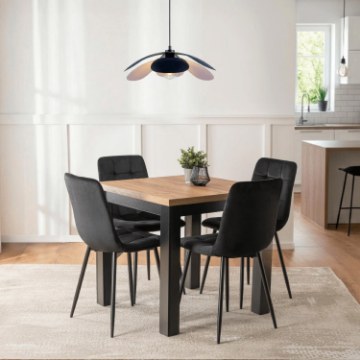 Mebel Elite Комплект: стол Max 80–160 см (дуб Craft/чёрный) и 4 стула Peru (чёрные), W.MAX/DC/CZ/S/PERU/CZ/V/Z4/K - Home Club