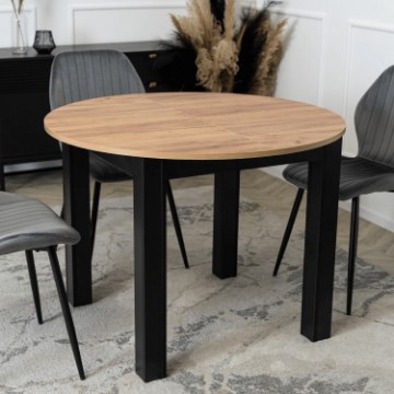 Mebel Elite Стіл Harry, розкладний, 102–142 см, дуб Craft/чорний, W.HARRY/DC/CZ/S - Home Club