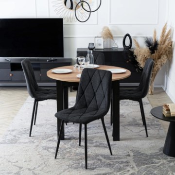 Mebel Elite Комплект: стіл Harry 102–142 см, дуб Craft/чорний, та 4 стільці Robin 2, чорні, W.HARRY/DC/CZ/S/ROBIN2/CZ/T/Z4/K - Home Club