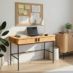 Mebel Elite Письменный стол Trish 120 см с рифленой поверхностью, дуб, ME.TRISH/D/B120 - Home Club, изображение 2