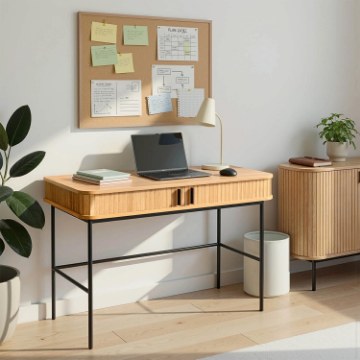 Mebel Elite Письменный стол Trish 120 см с рифленой поверхностью, дуб, ME.TRISH/D/B120 - Home Club