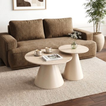 Mebel Elite Комплект столиків Avila «Травертин/Бежевий», ME.AVILA/TRAW/BZ/L - Home Club