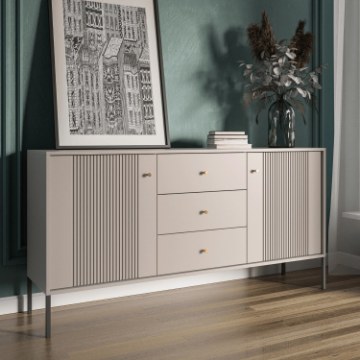 Mebel Elite Комод Soft 154 см, двухдверный, с рифленой поверхностью, цвет «Кашмир», W.ISEO/KASZ/BZ/KOM2D3S - Home Club