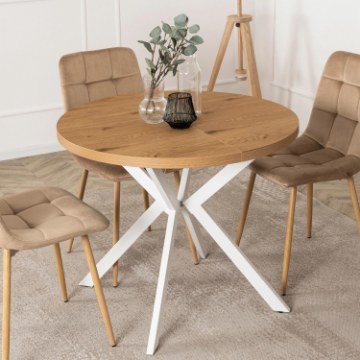 Mebel Elite Стіл Lugo, розкладний, 90–190 см, дуб золотистий/білий, ME.LUGO/DZ/B/S - Home Club