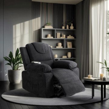 Mebel Elite Массажное кресло Fenix с электроприводом и функцией помощи при вставании, черного цвета, ME.FENIX/CZ/SZTR/FW - Home Club