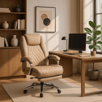 Mebel Elite Обертове крісло Giorgio з функцією масажу та підігріву, бежеве, ME.GIORGIO/BZ/E/FO - Home Club