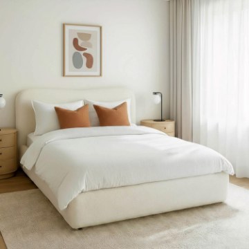 Mebel Elite Кровать 180x200 Bristol с ящиком для вещей, кремового цвета, из ткани букле, ME.BRISTOL/180/KR/TB/LOZZPOJ - Home Club