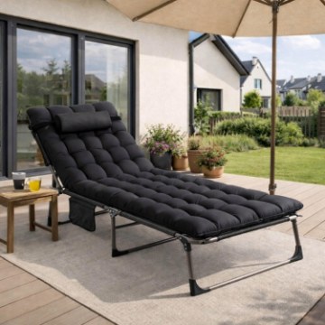 Mebel Elite Садовый шезлонг «Полевая кровать» Venus, черный, ME.VENUS/CZ/T/LOZ - Home Club