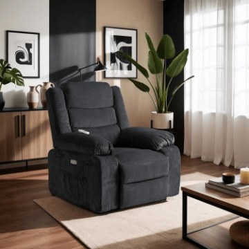 Mebel Elite Массажное кресло с электроприводом и откидной спинкой Jasper, черного цвета, ME.JASPER/CZ/T/FW - Home Club