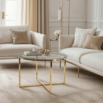 Mebel Elite Стеклянный столик Flip, прозрачный/золотой, ME.FLIP/TR/ZL/L - Home Club