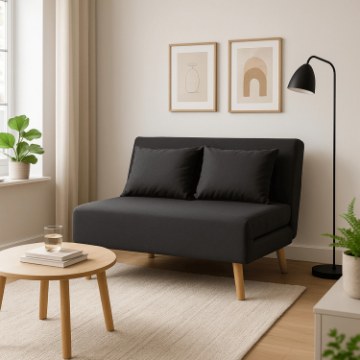 Mebel Elite Двухместное раскладное кресло Marry 2, чёрное, ME.MARRY2/CZ/DNAT/T/FW - Home Club