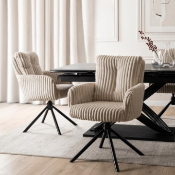Mebel Elite Вращающееся кресло для гостиной June, бежевое, из вельвета, ME.JUNE/BZ/SZTR/K - Home Club