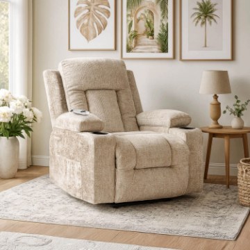 Mebel Elite Раскладной массажный кресло Box, бежевый, велюровый, ME.BOX/BZ/V/FW - Home Club