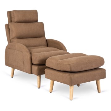 Mebel Elite Кресло для отдыха Henry с подставкой для ног, коричневое, ME.HENRY/BR/T/FW - Home Club