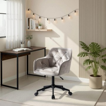 Mebel Elite Вращающееся кресло Konor, серый/чёрный, велюр, ME.KONOR/P/CZ/V/FO - Home Club