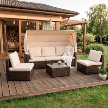 Mebel Elite Комплект садовой мебели Caliente, коричневый/бежевый, ME.CALIENTE/BR/RT/OGR/ZES - Home Club