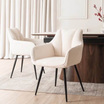 Mebel Elite Стілець Nawara кремового кольору з тканини букле, ME.NAWARA/KR/CZ/TB/K - Home Club